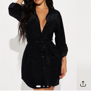 Fashion Nova Black Striped Mini Dress